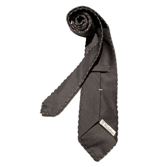 🆕CALABRESE Solid Gray Silk Tie ITALY 58